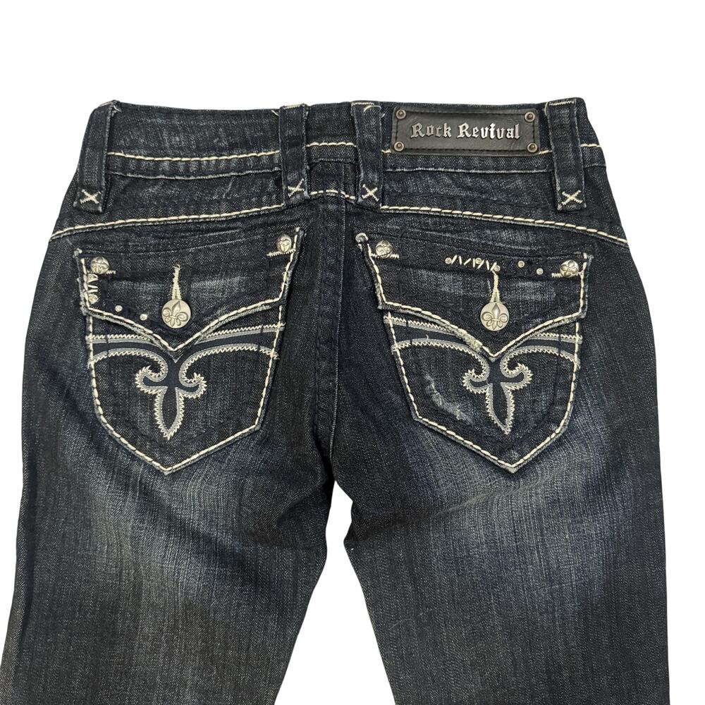 Rock Revival Stephanie Skinny Jeans 25 Dark Wash Stretch Buckle
